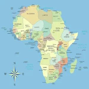 Africa Map Print Art Illustration Africa Map Print Art Illustration