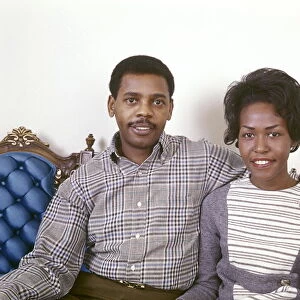 African-American Couple Sitting On Couch Retro 1970 1970s