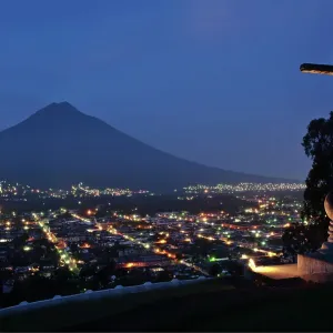 Agua Volcano at dusk, Sacatepequez, Guatemala, Latin America Agua Volcano at dusk, Sacatepequez, Guatemala, Latin America