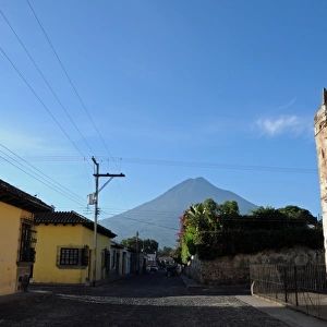 Agua Volcano and Streets of Antigua, Guatemala