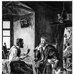 Albrecht DAOErer Visits Hans Sachs engraving 1894