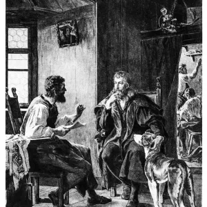 Albrecht Durer Visits Hans Sachs Print 1894 Engraving