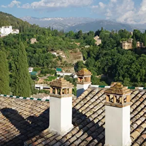 The Alhambra of Granada and roofs- Granada-Spain