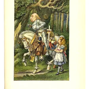 Colour Print of Alice with Knight and Horse, 1870 Colour Print of Alice with Knight and Horse, 1870