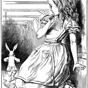 1866 Engraved Print of Alice Left Behind with the White Rabbit 1866 Engraved Print of Alice Left Behind with the White Rabbit