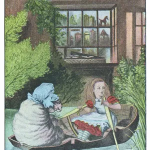 Alice and the White Queen as The Sheep Rowing Across the River in Through the Looking-Glass Alice and the White Queen as The Sheep Rowing Across the River in Through the Looking-Glass