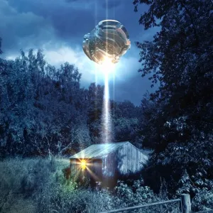 Alien abduction, illustration Alien abduction, illustration