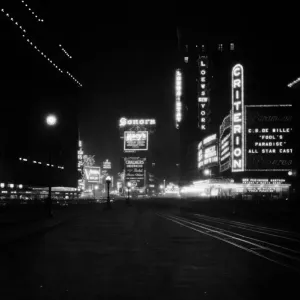 All Night City; View of Times Square at night, looking north on Broadway from 43rd Street