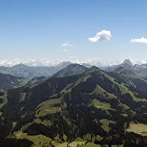 Alps in summer, panoramic view, Brixen im Thale, Tyrol, Austria