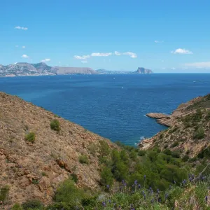 Altea Bay and Penya d'Ilfach Mountain in the distance, Albir, Alicante, Spain Altea Bay and Penya d'Ilfach Mountain in the distance, Albir, Alicante, Spain