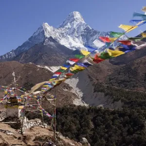Ama Dablam and prayer flaggs, Nepal Ama Dablam and prayer flaggs, Nepal