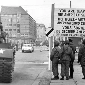 American soldiers At checkpoint In West Berlin, Germany American soldiers At checkpoint In West Berlin, Germany