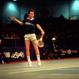 American tennis player John McEnroe during the Michelob Light Challange at the Rosemont Horizon in Rosemont, Illinois American tennis player John McEnroe during the Michelob Light Challange at the Rosemont Horizon in Rosemont, Illinois