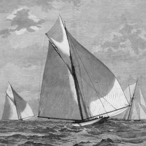 Americas Cup Trials Print: 1887 Sailing Photograph Americas Cup Trials Print: 1887 Sailing Photograph