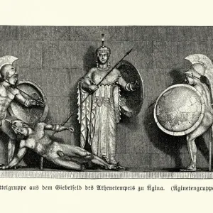 Anceint Greek warrors before the Goddess Athena Anceint Greek warrors before the Goddess Athena