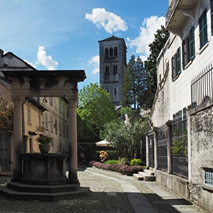 Ancient Alley With Fountain On Island Of San Giulio, Lake Orta, Northern Italy