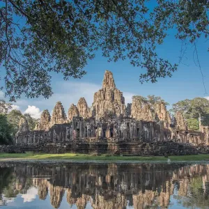 Ancient Bayon temple, Angkor Thom, the most popular tourist attraction in Siem reap, Cambodia Ancient Bayon temple, Angkor Thom, the most popular tourist attraction in Siem reap, Cambodia