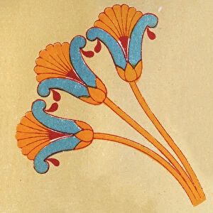 Ancient Egyptian decorative art, Lotus flower, Vintage illustration