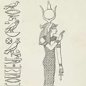 Ancient egyptian hieroglyph of major goddess Isis