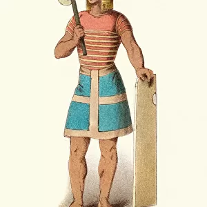 Ancient Egyptian soldier, Infantry, Clothing, Skirt, Weapons, Axe, Shield