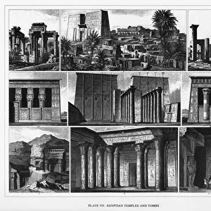 Ancient Egyptian Temples and Tombs Engraving