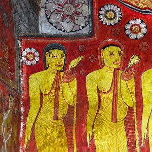 Ancient frescoes on Buddhism at Selawa Cave Temple