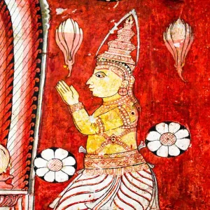 Kandyan Style Fresco Print of Lankatilaka Temple Wall Painting