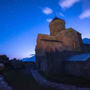 Ancient Gergeti Trinity Church high in the mountains Ancient Gergeti Trinity Church high in the mountains