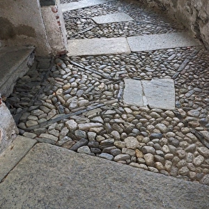 Ancient Man Made Cobblestone Pavement, Lake Orta, Northern Italy