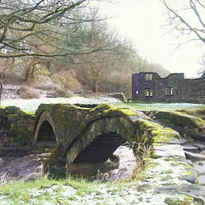Ancient Pack Horse Bridge Print, Wycoller Hall and Village Ancient Pack Horse Bridge Print, Wycoller Hall and Village