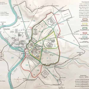 Ancient rome, regions map of Rome