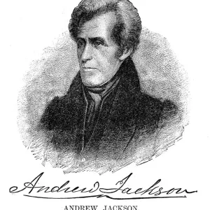 Andrew Jackson - USA President engraving with his signature 1888 Andrew Jackson - USA President engraving with his signature 1888