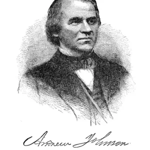 Andrew Johnson - USA President engraving with his signature 1888 Andrew Johnson - USA President engraving with his signature 1888