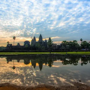 Angkor Wat cambodia with sunrise reflect in the morning. Angkor thom, siem reap, cambodia Angkor Wat cambodia with sunrise reflect in the morning. Angkor thom, siem reap, cambodia