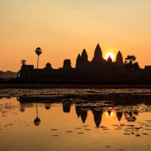 Angkor Wat during sunrise with reflection