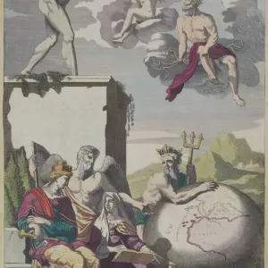 Hemera Goddess with Lion and Trident Print