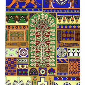 Antique Assyrian pattern Manuscripts Decoration by Racinet - Lithograph Antique Assyrian pattern Manuscripts Decoration by Racinet - Lithograph