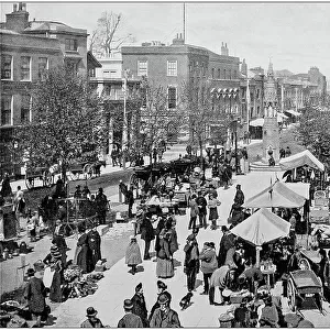 Antique black and white photograph of England and Wales: Market Square, Taunton