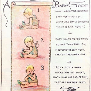 Antique children book illustrations: Baby socks