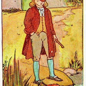Antique children book illustrations: Boy outdoor