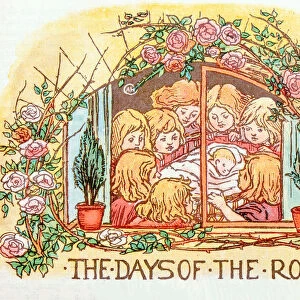 Antique children book illustrations: The days of the rose