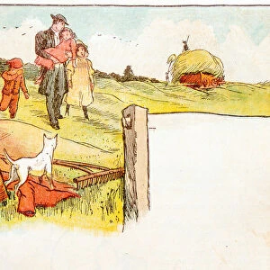 Antique children book illustrations: Family