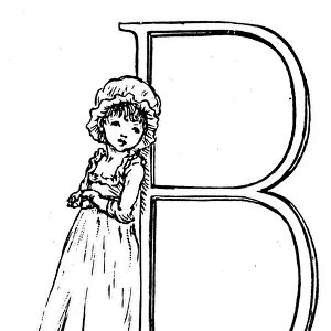 Antique children spelling book illustrations: Alphabet letter B