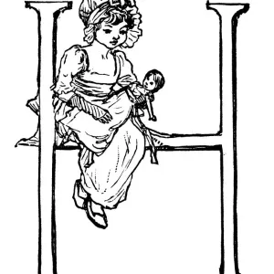 Antique children spelling book illustrations: Alphabet letter H Antique children spelling book illustrations: Alphabet letter H