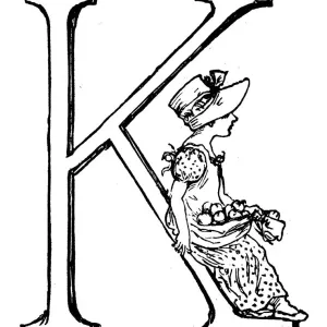 Antique children spelling book illustrations: Alphabet letter K Antique children spelling book illustrations: Alphabet letter K