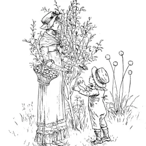 Antique children spelling book illustrations: Harvesting Antique children spelling book illustrations: Harvesting
