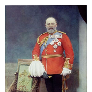 Antique color portrait of King Edward VII, The Prince of Wales