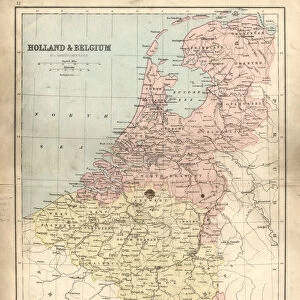 Antique damaged map of Holland & Belgium 19th Century