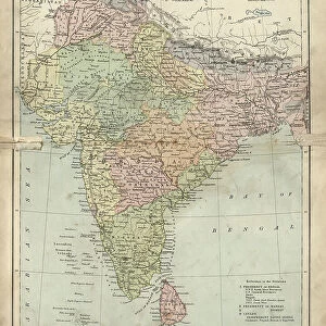 Antique damaged map of India 19th Century