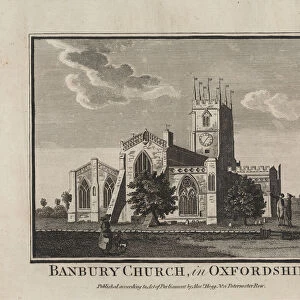 Antique engraving of Banbury Church Oxfordshire 1786